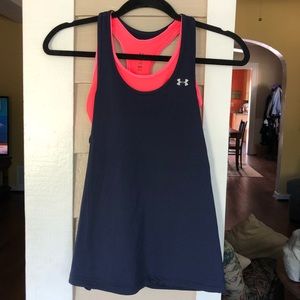 Under Armour Navy Blue Tank with Pink Sports Bra